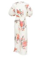 Matchesfashion.com Preen By Thornton Bregazzi - Bianca Floral-print Crepe De Chine Midi Dress - Womens - White Print