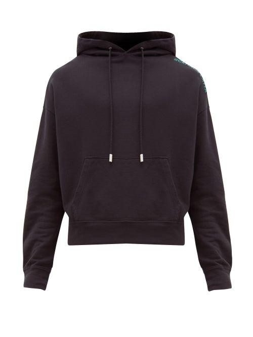 Matchesfashion.com Eckhaus Latta - Cropped Cotton Jersey Hooded Sweatshirt - Mens - Black