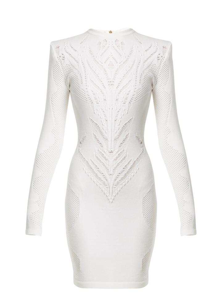Balmain Close-neck Mesh-knit Mini Dress
