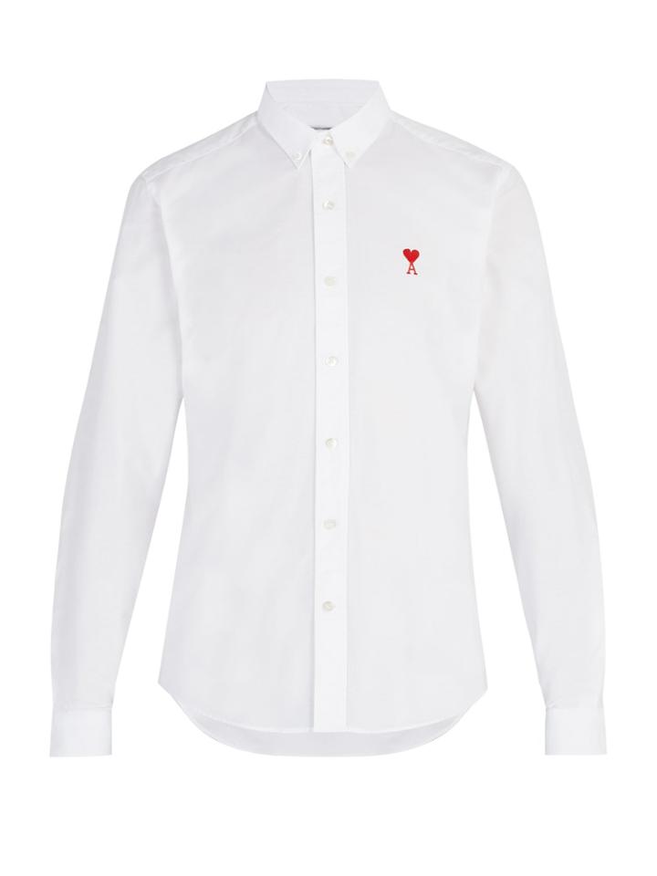 Ami Logo-embroidered Long-sleeve Shirt
