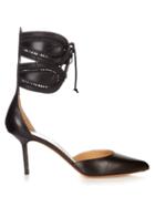Francesco Russo Macram Cutaway Leather Pumps