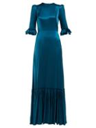 Matchesfashion.com The Vampire's Wife - Festival Ruffle Trimmed Silk Dress - Womens - Mid Blue