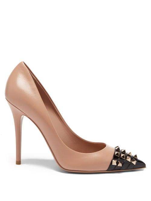 Valentino Garavani - Rockstud Point-toe Leather Pumps - Womens - Nude