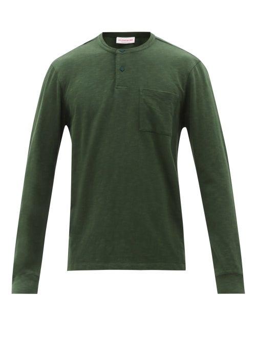 Orlebar Brown - Benedict Cotton-jersey Henley Shirt - Mens - Dark Green