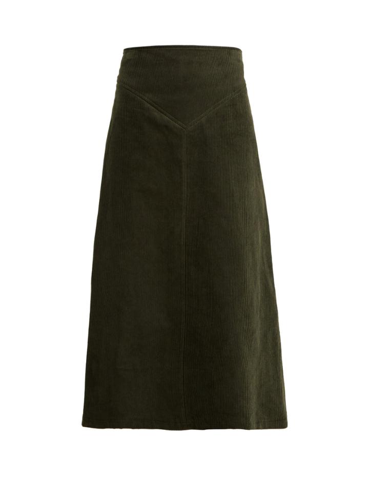 A.w.a.k.e. A-line Cotton-corduroy Midi Skirt
