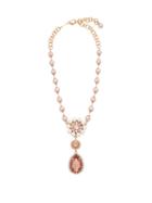 Matchesfashion.com Dolce & Gabbana - Crystal And Faux Pearl Drop Necklace - Womens - Pink