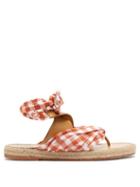 Matchesfashion.com Dodo Bar Or - Fabiana Gingham Strap Leather Espadrilles - Womens - Brown Multi