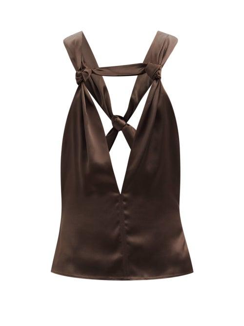 Matchesfashion.com Ludovic De Saint Sernin - Knotted-straps Satin Vest - Mens - Brown