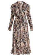 Matchesfashion.com Zimmermann - Tempest Floral Midi Dress - Womens - Black Print