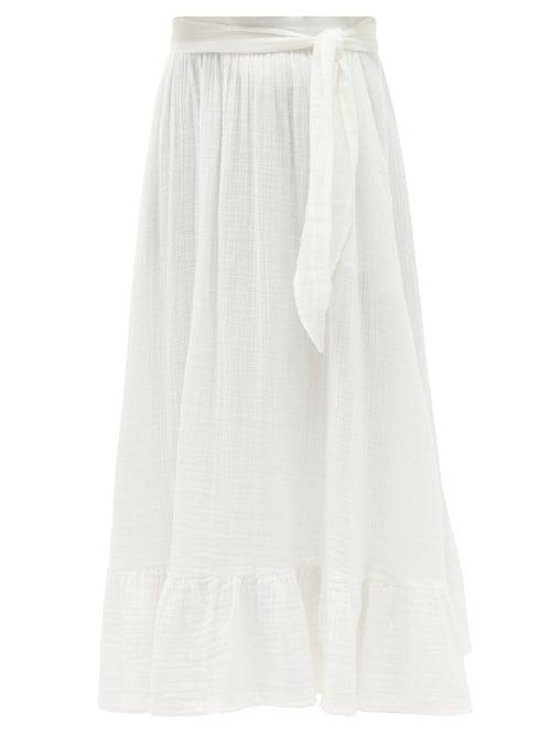 Matchesfashion.com Anaak - Betye Belted Cotton Maxi Skirt - Womens - White