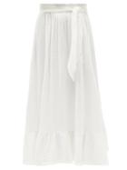 Matchesfashion.com Anaak - Betye Belted Cotton Maxi Skirt - Womens - White