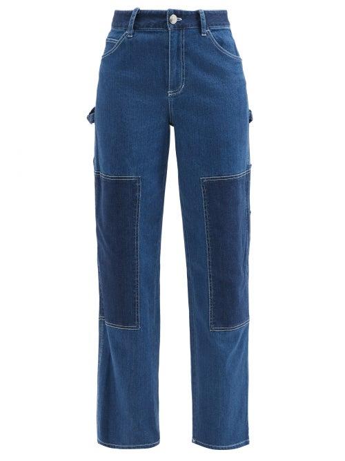 Ladies Rtw Staud - Painter High-rise Panelled Wide-leg Jeans - Womens - Denim