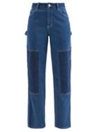 Ladies Rtw Staud - Painter High-rise Panelled Wide-leg Jeans - Womens - Denim