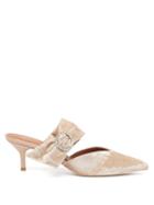 Matchesfashion.com Malone Souliers - Maite Crystal Buckle Velvet Mules - Womens - Light Pink
