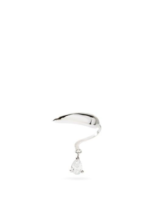 Matchesfashion.com Alan Crocetti - Raptor Diamond & 18kt Gold Single Earring - Mens - White Gold