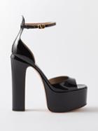 Valentino Garavani - Tan-go 155 Patent-leather Platform Sandals - Womens - Black