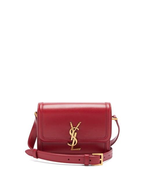 Matchesfashion.com Saint Laurent - Solferino Small Ysl-plaque Leather Shoulder Bag - Womens - Red