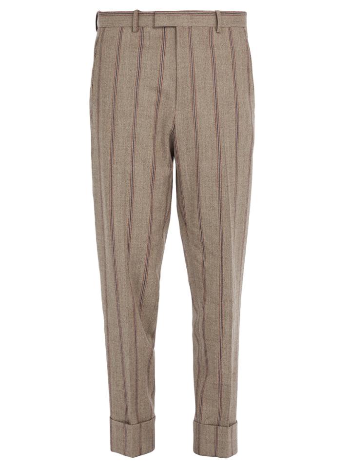 Wooyoungmi Striped Turn-up Wool-blend Trousers