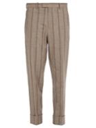 Wooyoungmi Striped Turn-up Wool-blend Trousers