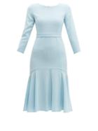 Matchesfashion.com Goat - Iris Fluted Wool Crepe Midi Dress - Womens - Light Blue