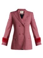 Matchesfashion.com Fendi - Shearling Trimmed Wool Jacket - Womens - Red Multi