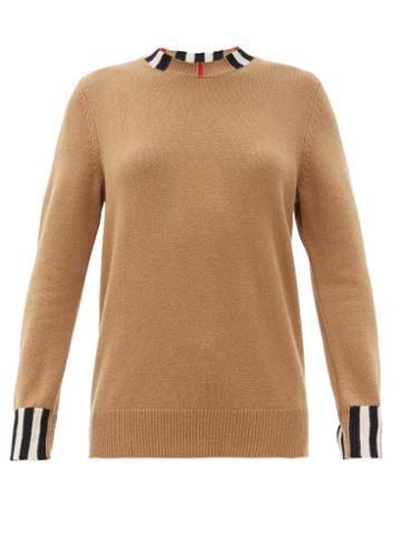 Matchesfashion.com Burberry - Eyre Icon-striped Cashmere Sweater - Womens - Beige