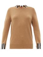 Matchesfashion.com Burberry - Eyre Icon-striped Cashmere Sweater - Womens - Beige