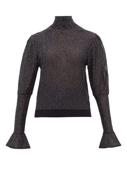 Matchesfashion.com Chlo - High Neck Lam Knit Top - Womens - Navy