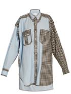 Matchesfashion.com Maison Margiela - Oversized Gingham Checked Trim Cotton Shirtdress - Womens - Black Multi