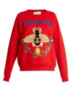 Gucci Bee And Floral-appliqu Cotton Sweatshirt