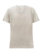 Matchesfashion.com 120% Lino - V Neck Slubbed Linen Jersey T Shirt - Mens - Grey