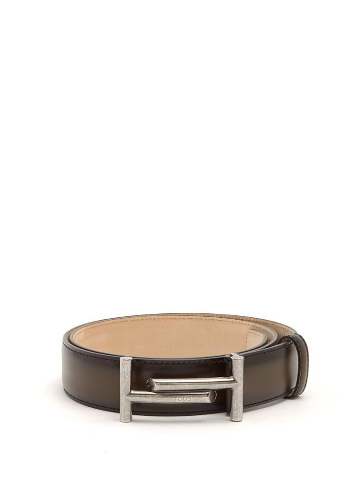 Tod's Double-t Buckle Leather Belt