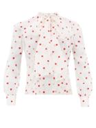 Matchesfashion.com Brock Collection - Pussy Bow Heart Embroidered Silk Blend Blouse - Womens - Ivory Multi