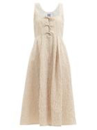Matchesfashion.com Thierry Colson - Winifred Square-neck Striped Cotton Midi Dress - Womens - Brown White