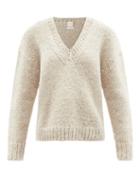 Zanini - Oversized V-neck Yak-wool Sweater - Womens - Cream