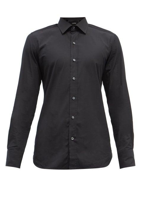 Mens Rtw Tom Ford - Slim-fit Cotton-poplin Shirt - Mens - Black