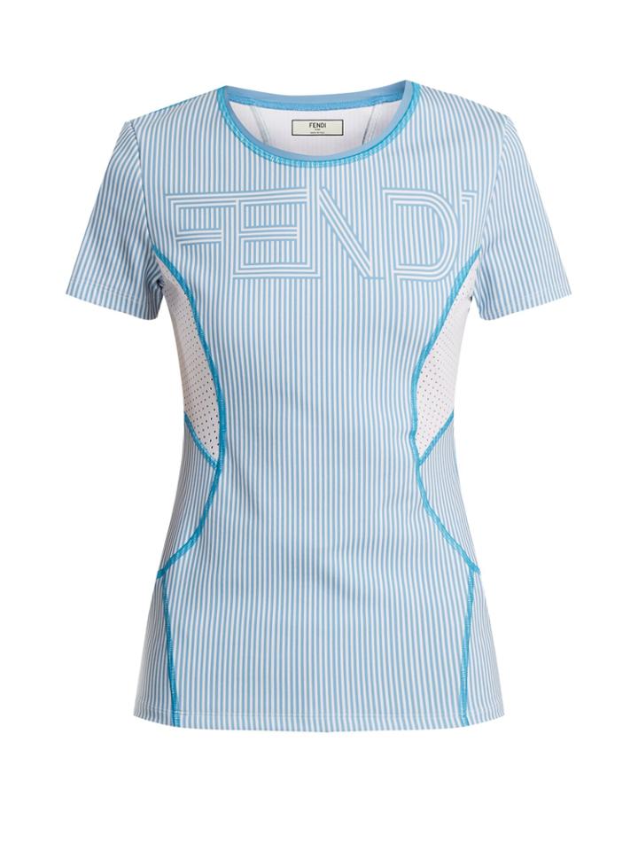 Fendi Logo-print Striped Performance T-shirt