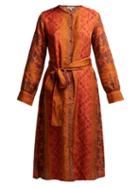 Matchesfashion.com D'ascoli - Prato Floral Print Silk Midi Dress - Womens - Orange