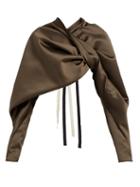 Matchesfashion.com Colville - Twist Front Cropped Satin Cape Top - Womens - Dark Green