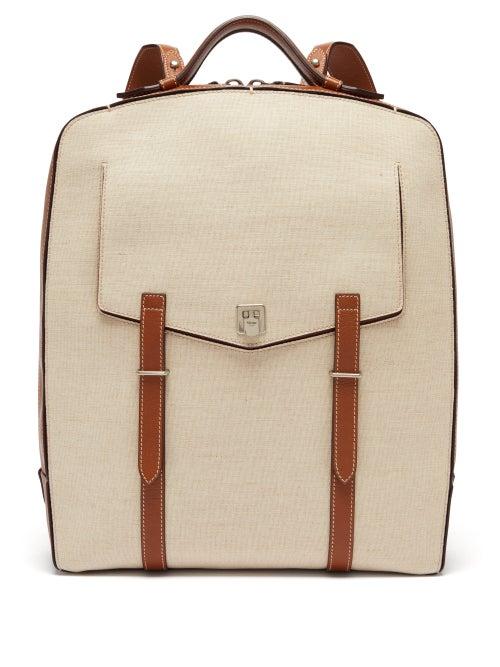 Matchesfashion.com Mtier London - Rider Linen Canvas Backpack - Mens - Beige