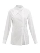 Ladies Rtw Jil Sander - Asymmetric-collar Cotton-poplin Shirt - Womens - White