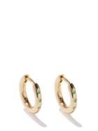 Theodora Warre - Emerald & Gold-plated Hoop Earrings - Womens - Gold Multi