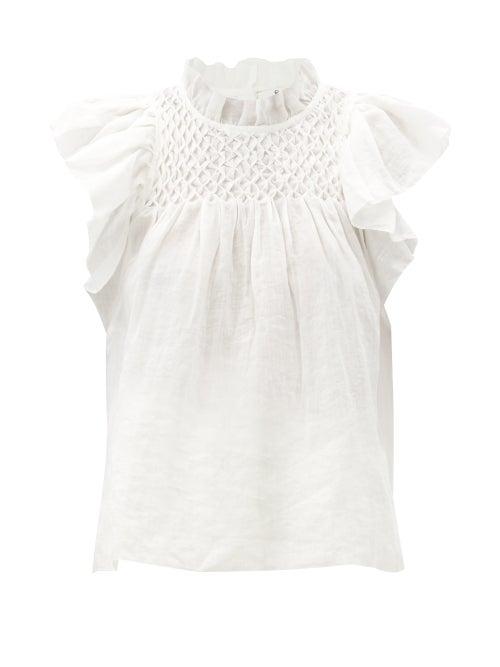 Matchesfashion.com Sea - Geneva Smocked Voile Top - Womens - White