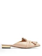 Charlotte Olympia Alexandra Embellished-bow Leather Backless Flats