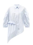 Matchesfashion.com Simone Rocha - Flounced Asymmetric Cotton-poplin Shirt - Womens - Blue
