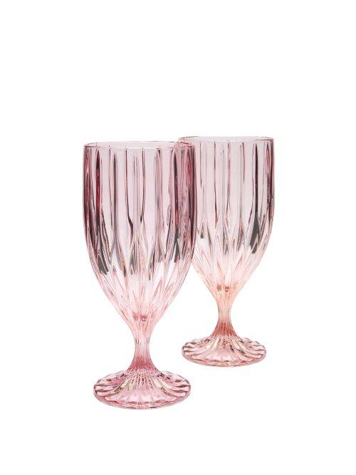 Matchesfashion.com Luisa Beccaria - Set Of Two Prestige Water Glasses - Pink