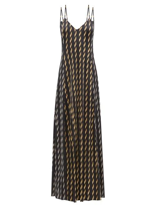 Vetements - Twisting Metal-print Crepe Gown - Womens - Black Multi
