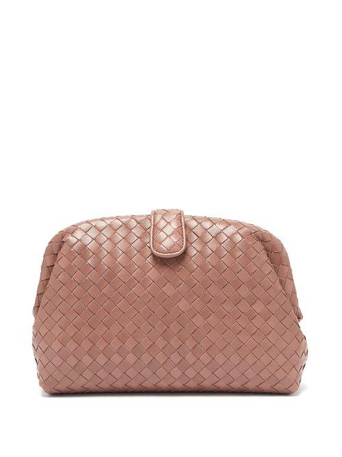 Matchesfashion.com Bottega Veneta - The Lauren 1980 Intrecciato Leather Clutch - Womens - Dark Pink