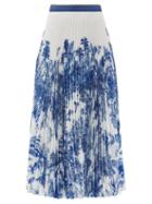Ladies Beachwear Mary Mare - High-rise Pleated Floral-print Midi Skirt - Womens - Blue White