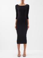 Flore Flore - Angie Boat-neck Organic-cotton Midi Dress - Womens - Black